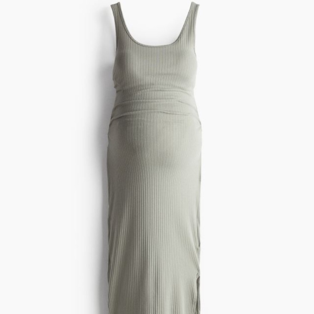 H&M MAMA Maternity Sage Green Ribbed Dress sz M